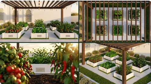 Four NabaTech AI-generated garden designs